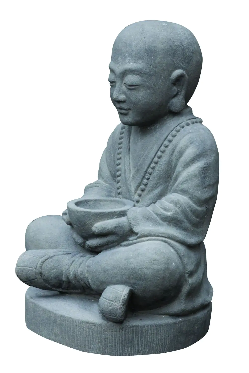  Product image 2 of the product “Sitting monk with bowl, 50cm height, cast lava stone, handcrafted& coloured ”
